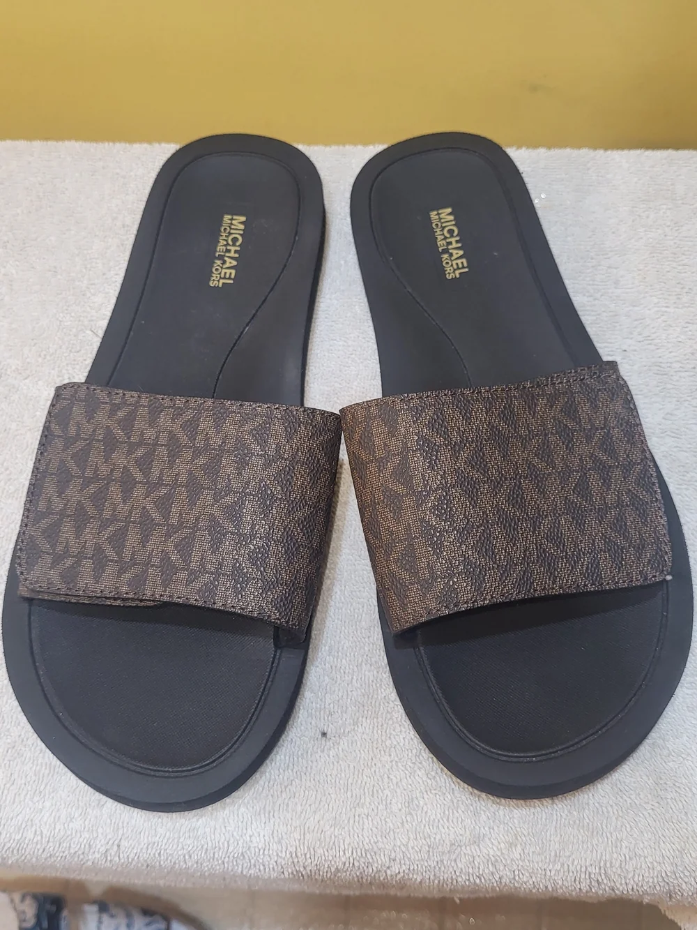 Women's Michael Kors Brown Logo Slide Sandals